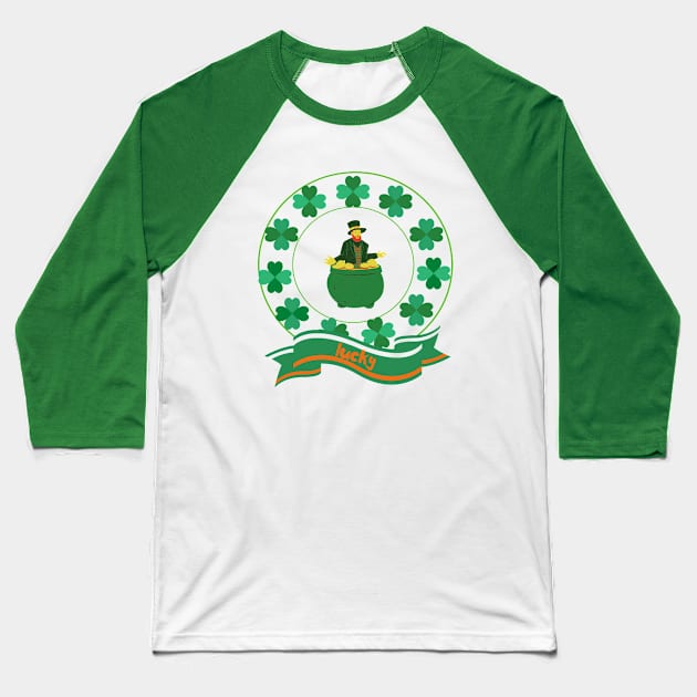 Saint Patrick Lucky T-shirt Baseball T-Shirt by Funky Mama